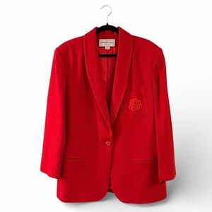 Vintage 1980’s Fundamental Things Pure Virgin Wool Red Crest Blazer - PTP 24